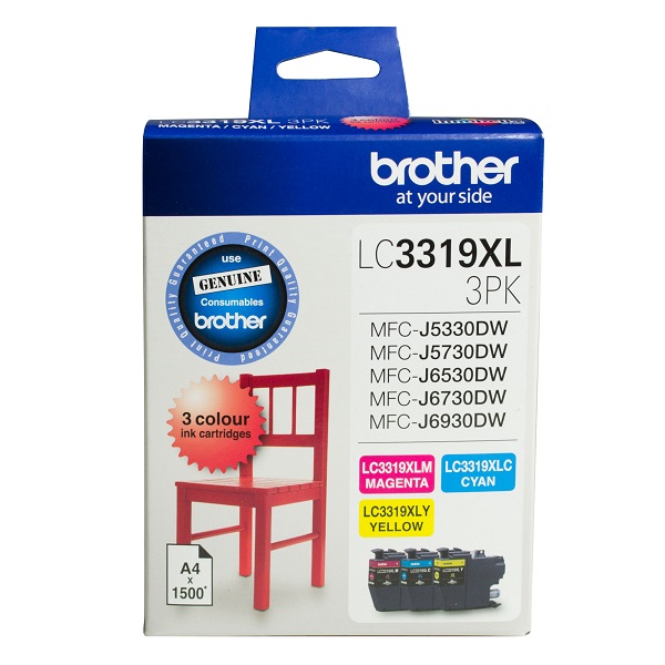 Brother 3 Colour Ink Cartridges LC3319XL-3PK