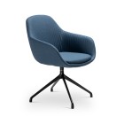 Ava Meeting Chair Black 4-Star Base Dark Blue Fabric image