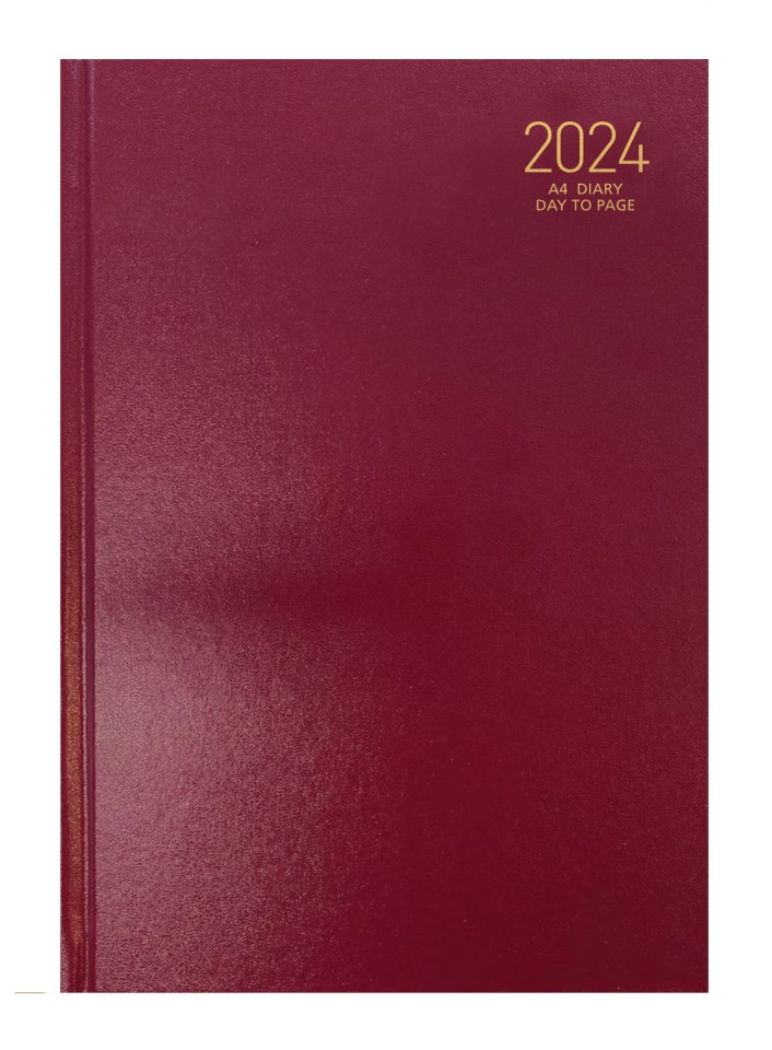 NXP 2024 Hardcover Diary A4 Day To Page Red