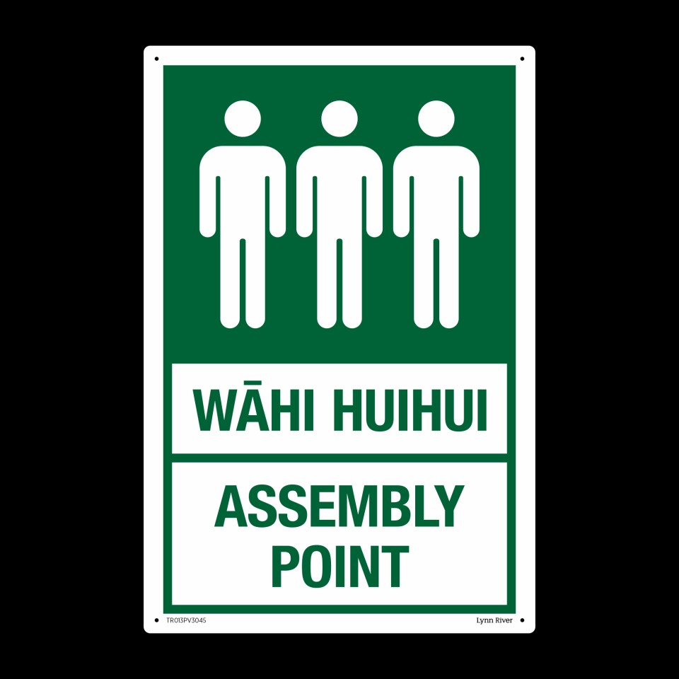 Te Reo Safety Sign Wahi Huihui - Assembly Point Pvc 300mm X 450mm