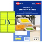 Avery Fluoro Yellow Shipping Labels for Laser Printers - 99.1 x 34 mm - 400 Labels (L7162FY) image