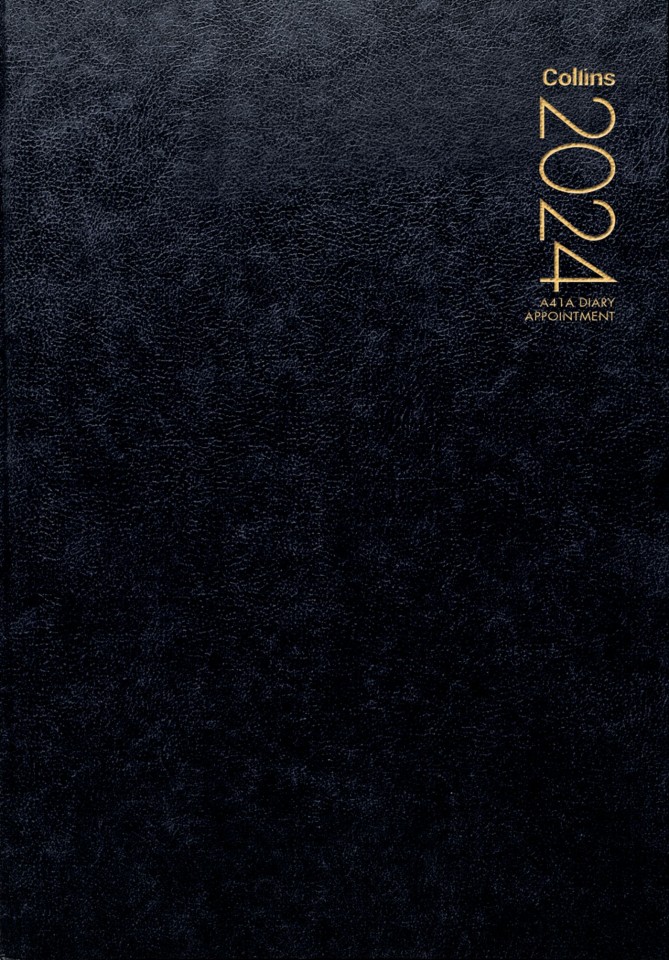 Collins 2024 Hardcover Appointment Diary A4 Day To Page Black