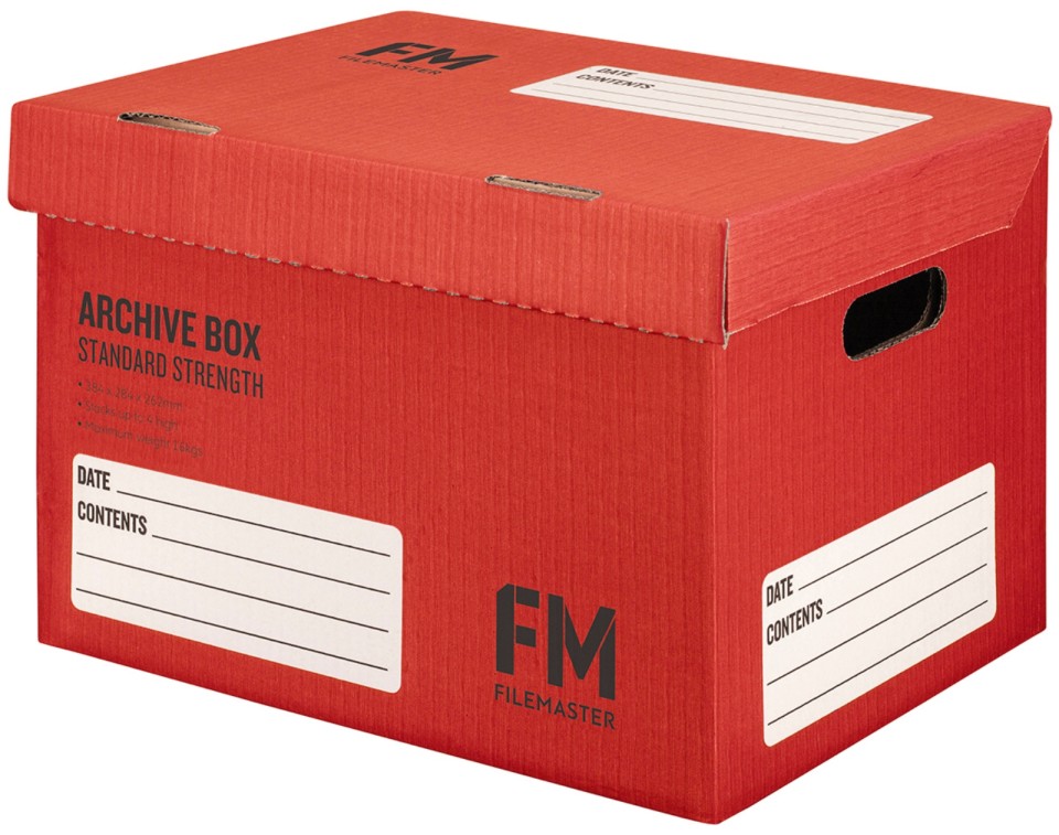 FM Box Archive Red Standard Strength 384x284x262mm Inside Measure