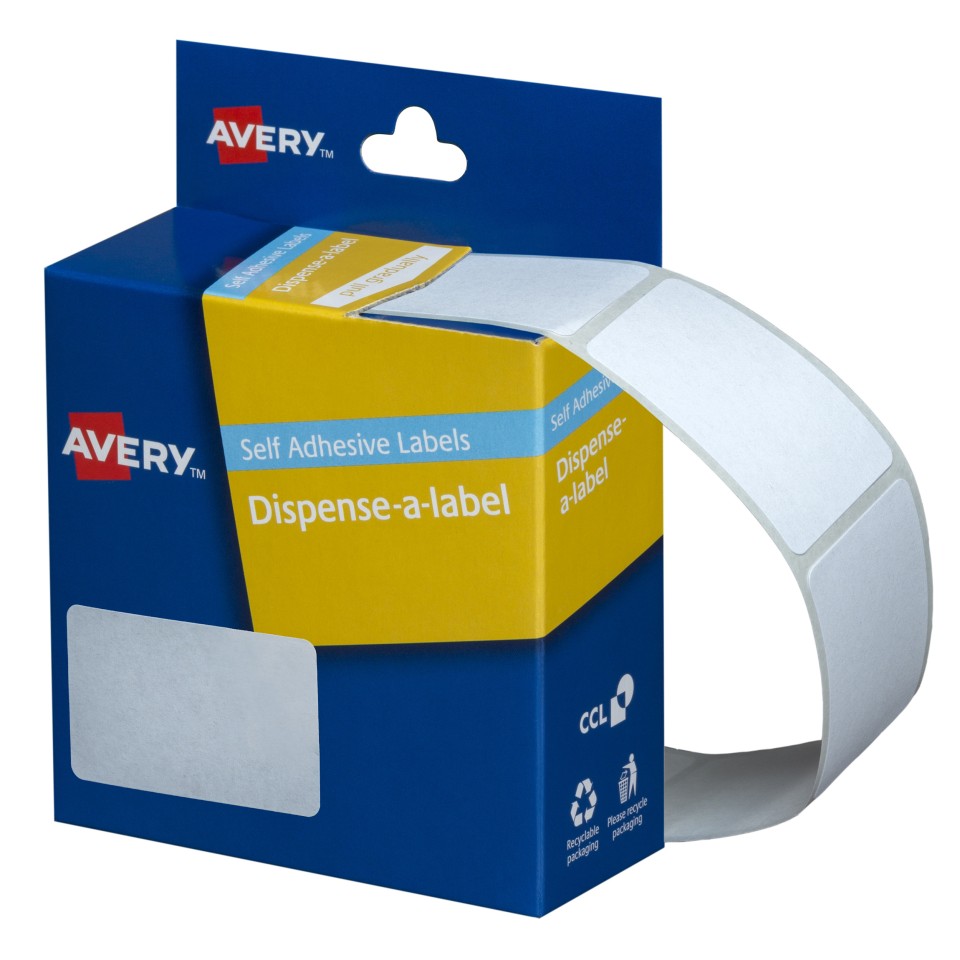 Avery Rectangle Stickers Dispenser Hand Writable 937222 49x35mm White Pack 220