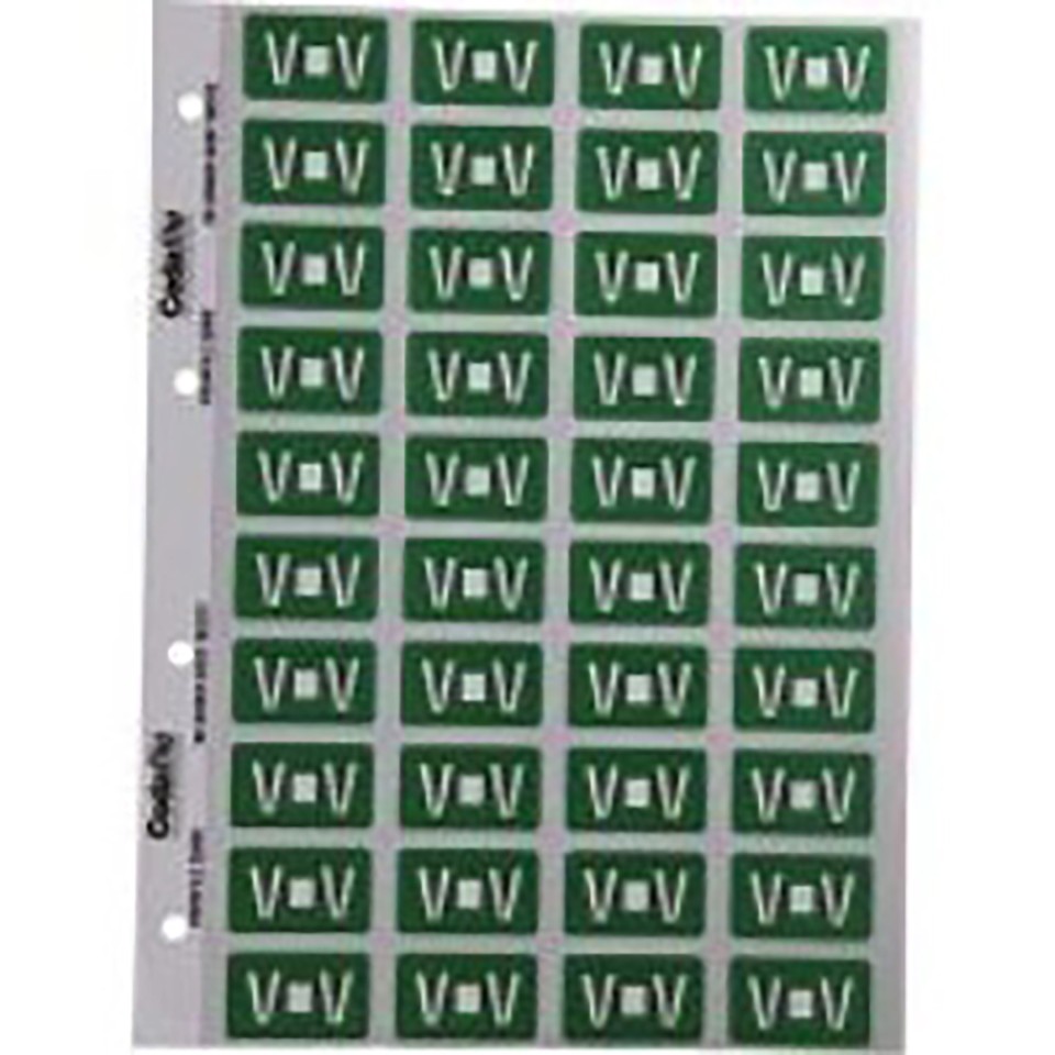 Codafile Lateral File Labels Alpha Letter V 25mm Pack 1 Sheet