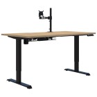 Pryme Electric Desk 1200x700. Inc Soft Wiring And Single Monitor Arm. Black And Classic Oak image