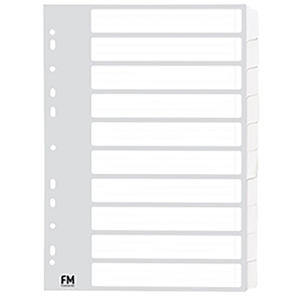 FM Indices A4 10 Tab Cardboard White