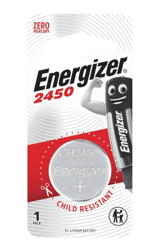 Energizer CR2450 Battery Lithium Coin 3V Pack 1