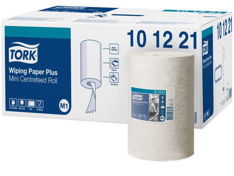 Tork M1 Wiping Paper Plus Mini Centrefeed Roll 101221 2 Ply White 75m Per Roll Carton of 11