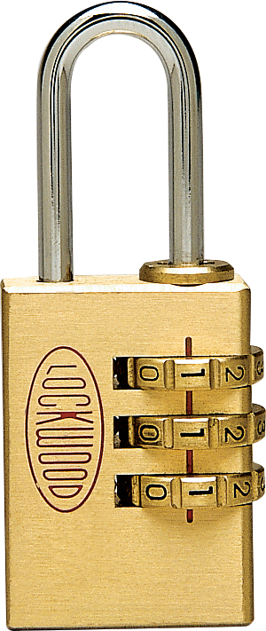 Lockwood 3 Wheel Combination Padlock 30mm Brass Body