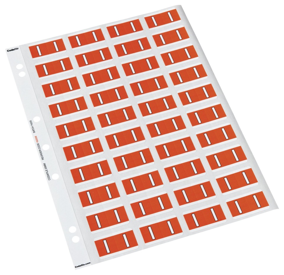 Codafile Lateral File Labels Alpha Letter I 25mm Pack 1 Sheet