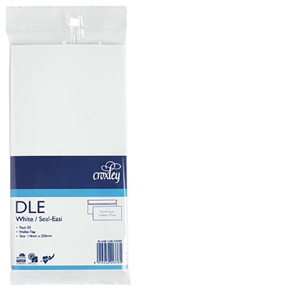 Croxley Envelope DLE Seal Easi White Pack 50