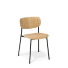 Eden Grove Stacker Chair Natural Oak Timber Seat And Back Steel 4-leg Black image