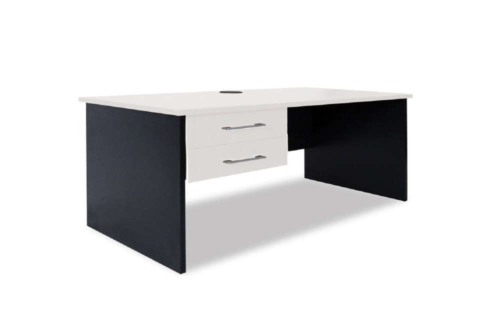 Sonic Straight Desk w/ Drawers 1200Wx600Dmm White Top / Charcoal Frame