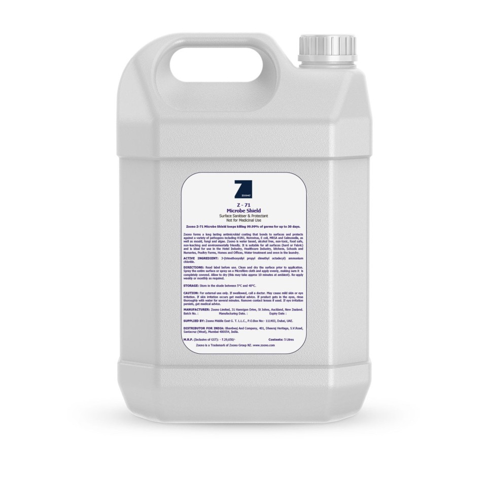 Zoono Microbe Shield All Purpose Spray Refill Bottle 5 Litres