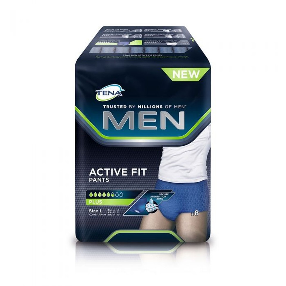 Tena Mens Active Fit Plus Pants Large 772629 Pack Of 8