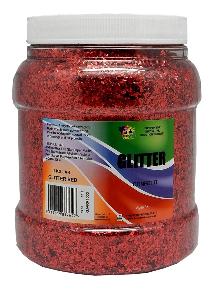 5 Star Glitter Red 1kg Jar