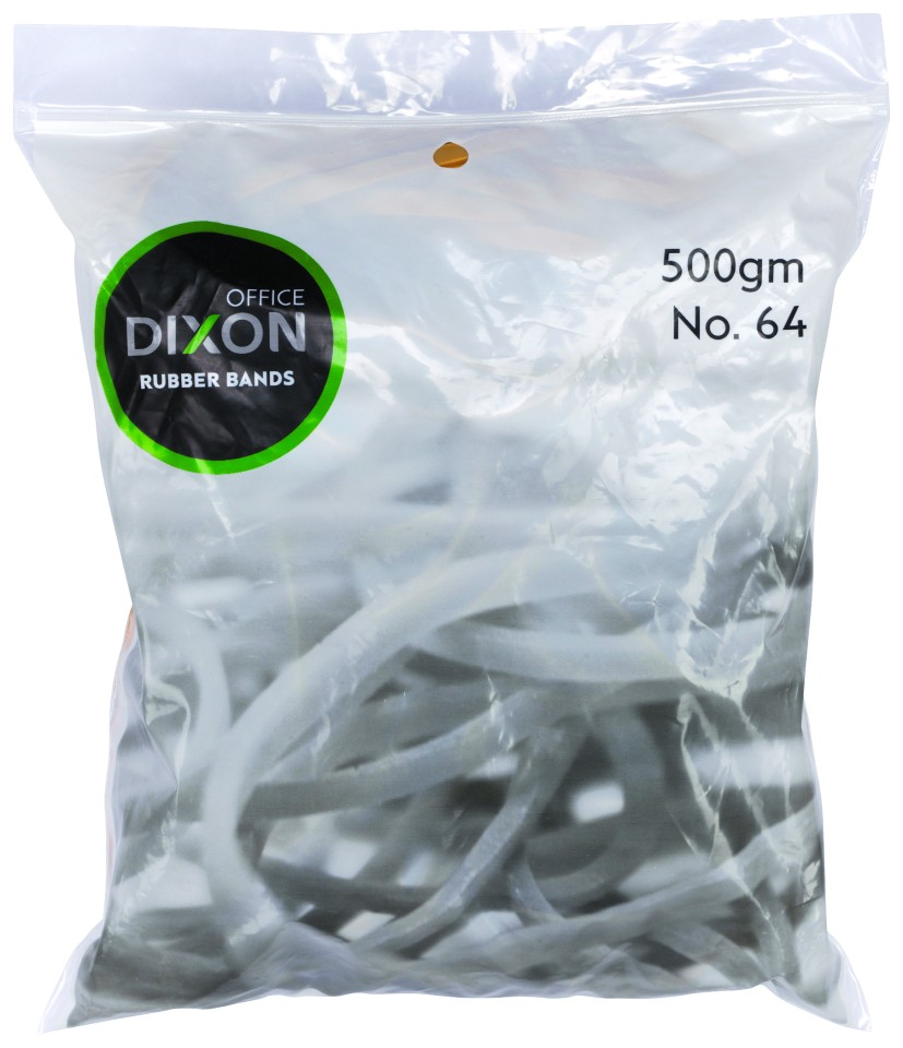 Dixon Rubber Bands No.64. 6.4 mm x 89 mm Bag 500g