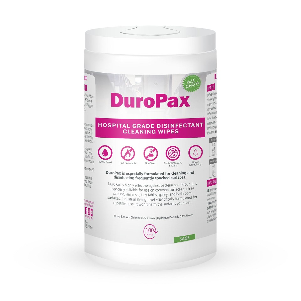 DuroPax Disinfectant Cleaning Wipes 100 Wipes Tub