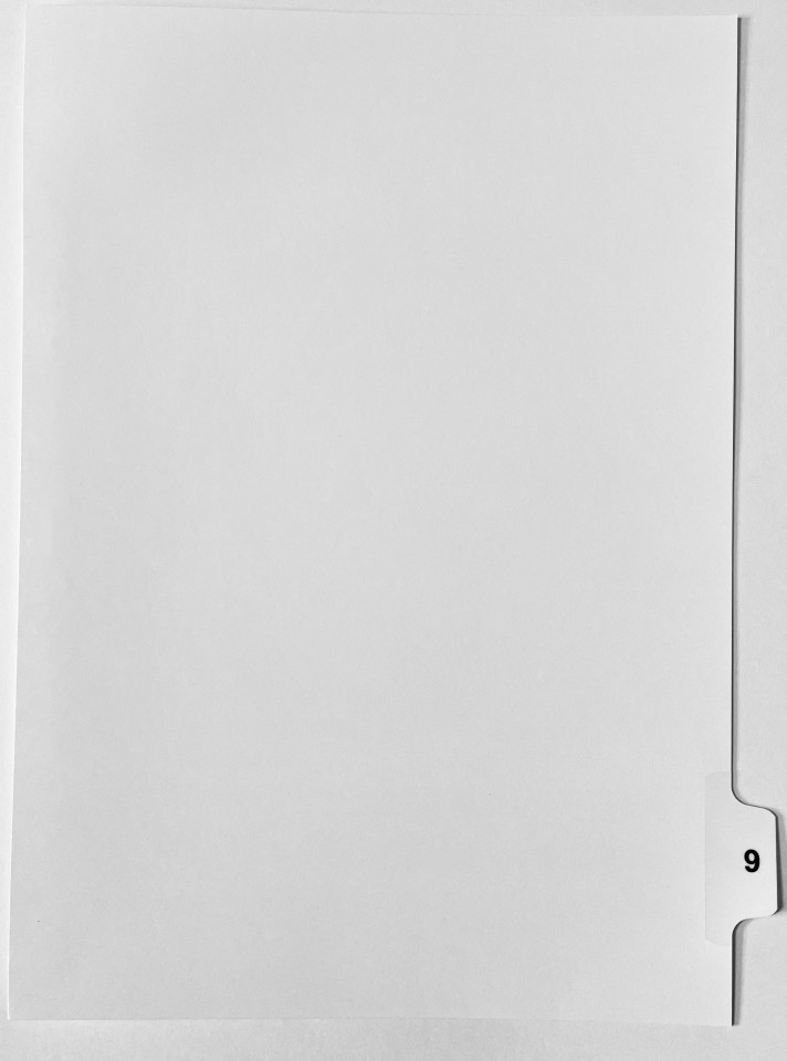 A4 Tab Dividers Printed Tab #9 of 10 White 100 Sets