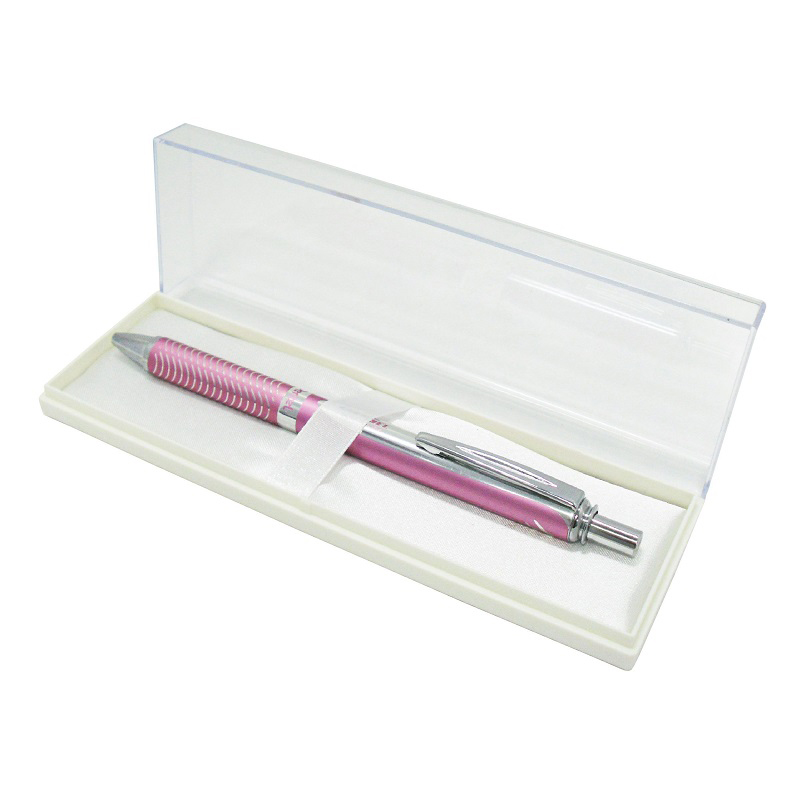 Pentel Bl407 Energel Gel Pen Retractable Aluminium Pink Barrel 0.7mm Black