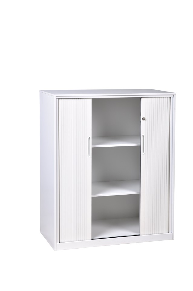 Proceed Tambour 2 Adjustable Shelves 1200Wx1020Hmm White