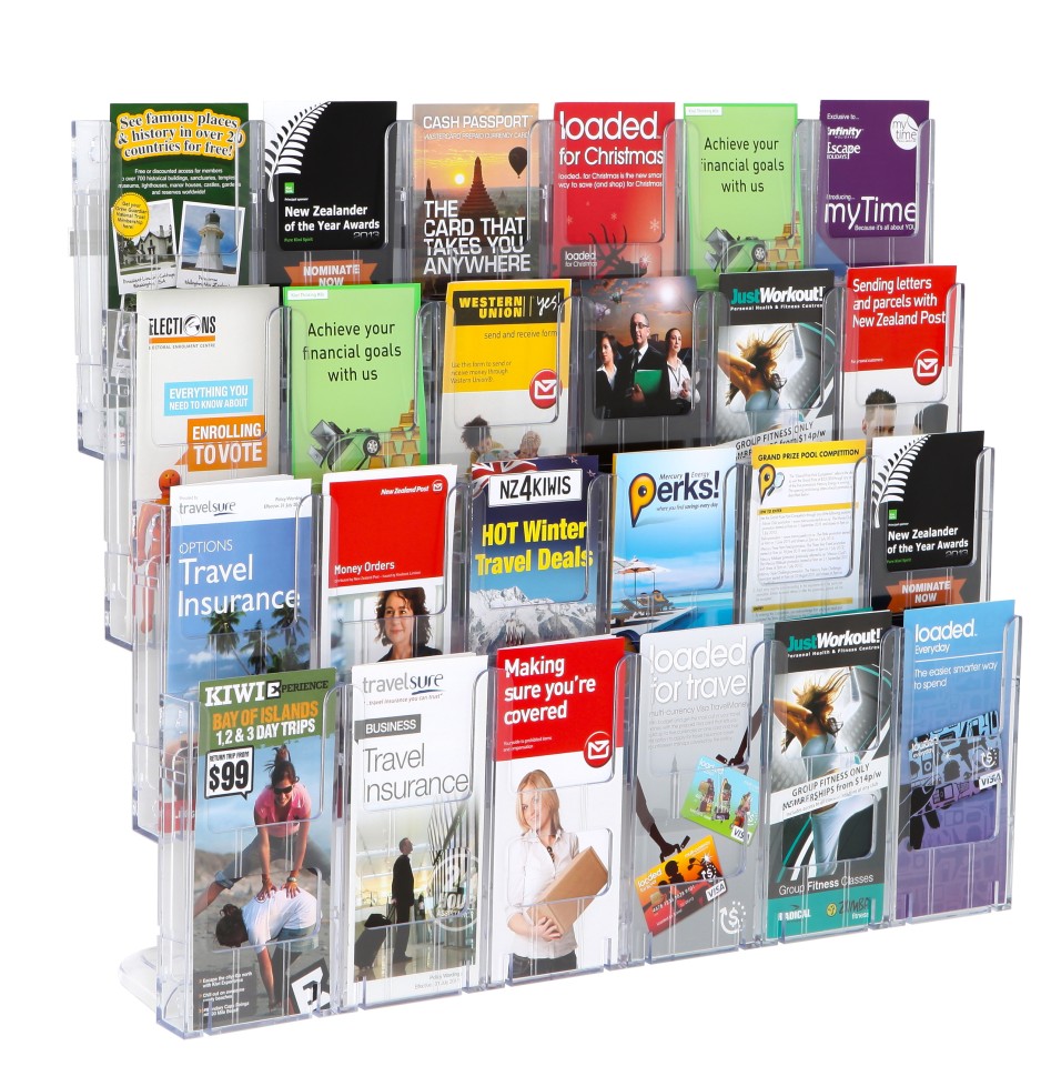 Lit Loc Brochure Holder Wall System 4 Tier 24 Pocket Dle