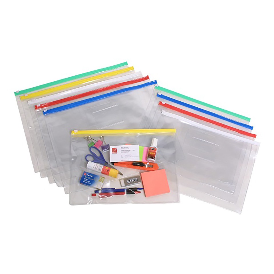 Marbig Document Case With Zip Clear A5 Assorted Colours