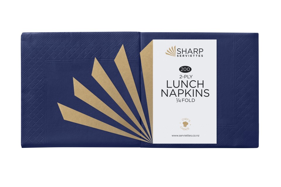 Sharp Lunch Napkin 2ply Quarter Fold Pack/200 Blue (Carton/15)