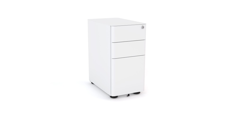 Agile Slimline Metal Mobile Pedestal 2+Filing White