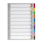 Marbig Dividers Manilla Plastic Coloured 10 Tab A3 White image