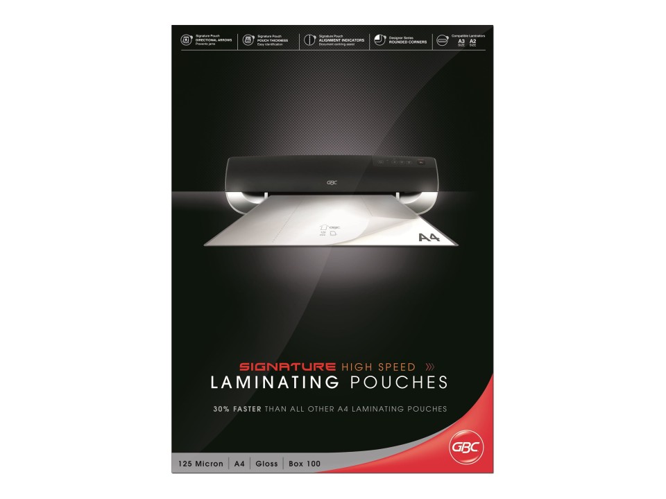 GBC Laminating Pouches High Speed A4 125 Micron Pack 100