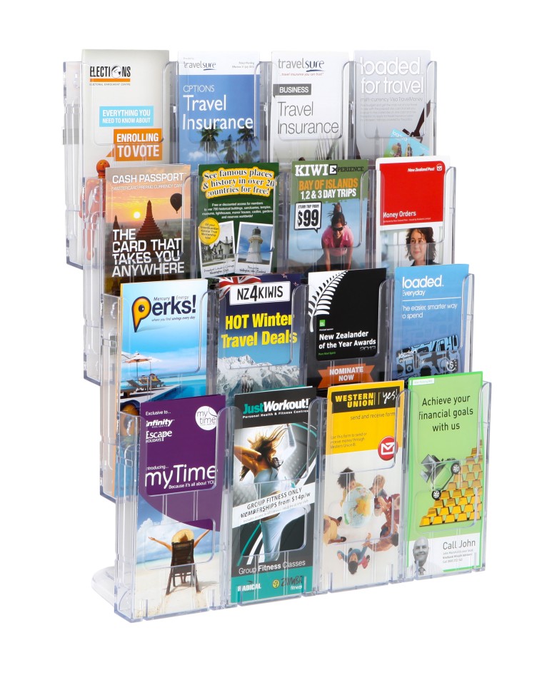 Deflecto Brochure Holder 4 Tier 16 Pocket wall system DLE