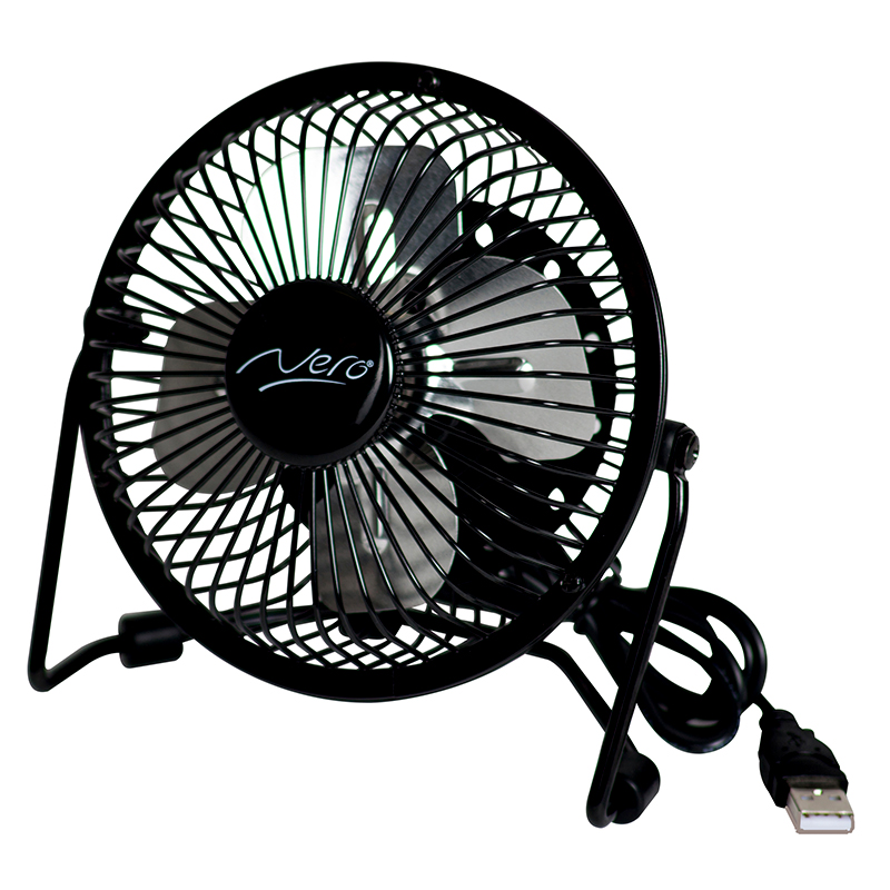 Nero Mini Desk Fan 10cm USB Powered Black