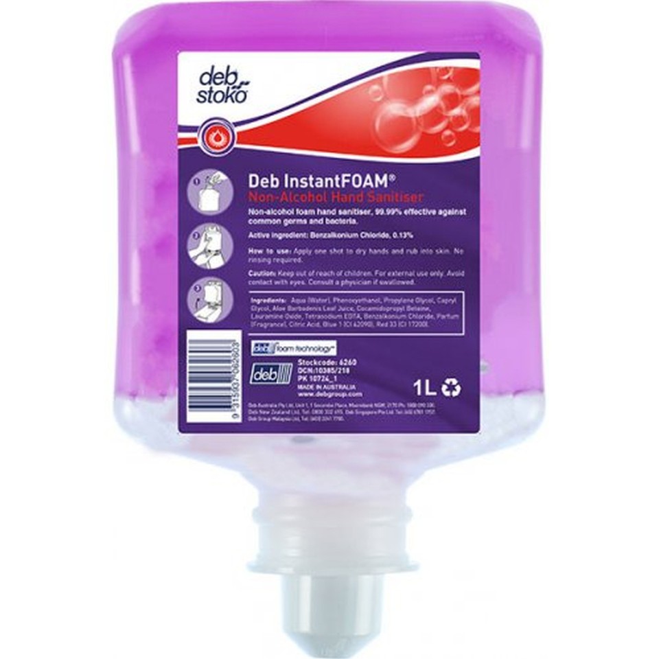 Deb Instantfoam Non-Alcohol Sanitiser Cartridge 1 Litre 6260 Carton of 6