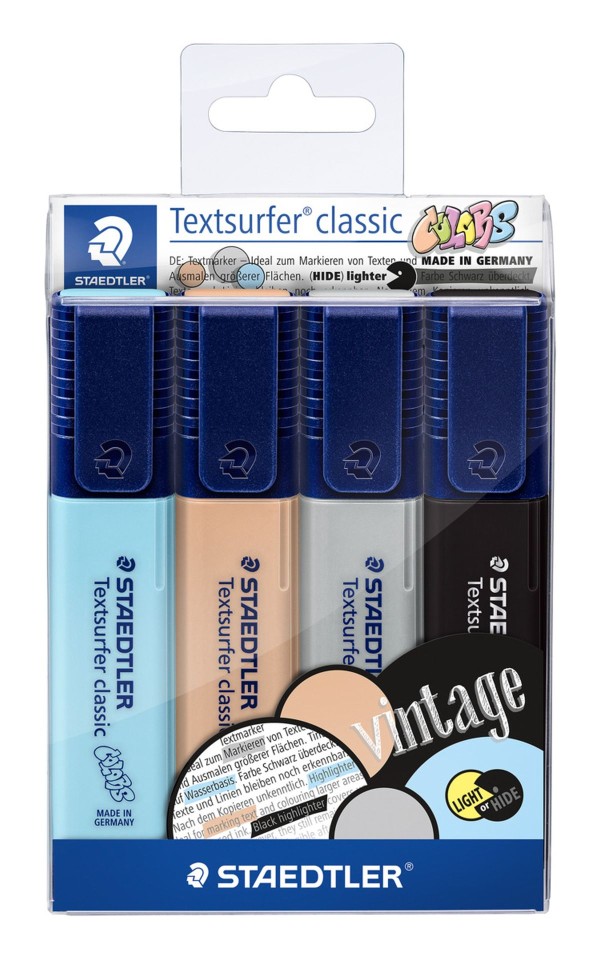 Staedtler Textsurfer Highlighter Vintage Assorted Colours Pack 4