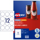 Avery Round Labels Laser Inkjet Printer 980001/L7105 60mm 12 Per Sheet Gloss White Pack 120 Labels image