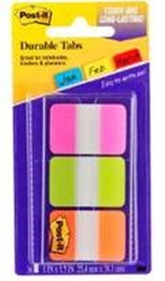 Post-it Tabs 686-PGOT 25x38mm Bright Colours Pack 3 33 Tabs