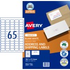 Avery Address Labels Sure Feed Inkjet Printer 936049/J8651 38.1x21.2mm 65 Per Sheet Pack 3250 Labels image