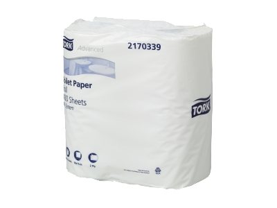 Tork Advanced Toilet Paper 2 Ply White 400 Sheets per Roll 2170339 Pack of 4 / Carton of 36