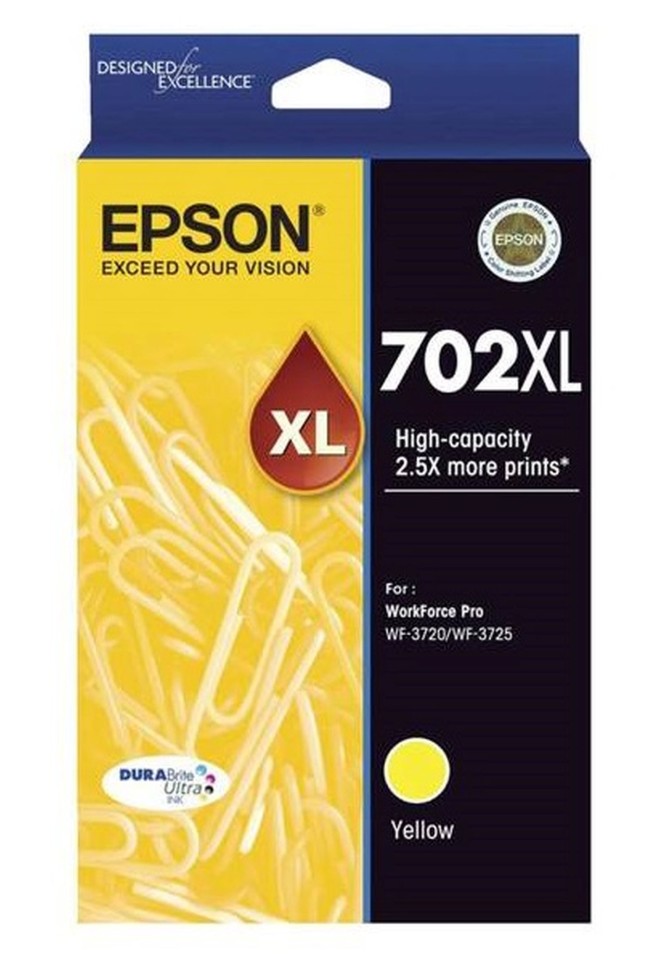 Epson Durabrite Ultra 702xl Yellow High Yield Ink Cartridge