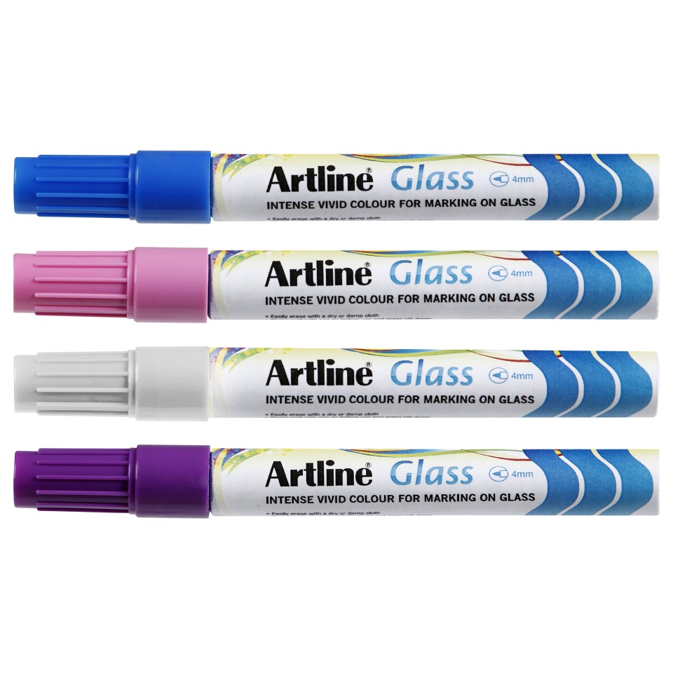 Artline Glass Marker Bullet Tip 2.0mm Assorted Colours Box 12