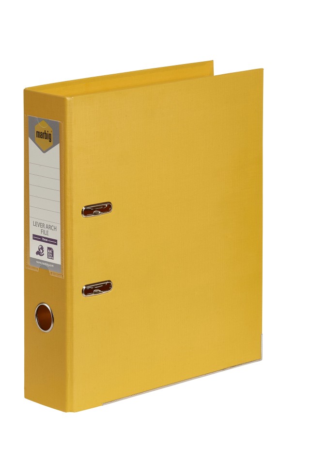 Marbig Lever Arch File PE Linen A4 Yellow