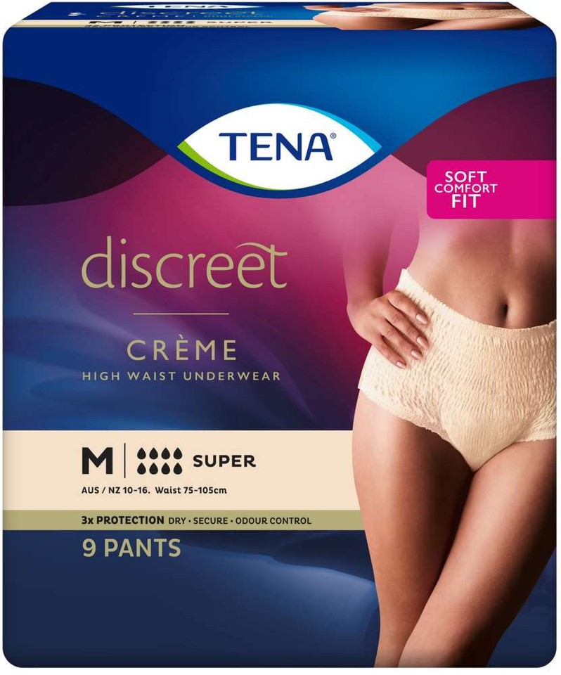 Tena Discreet Creme Pants Medium 782532 Pack Of 9