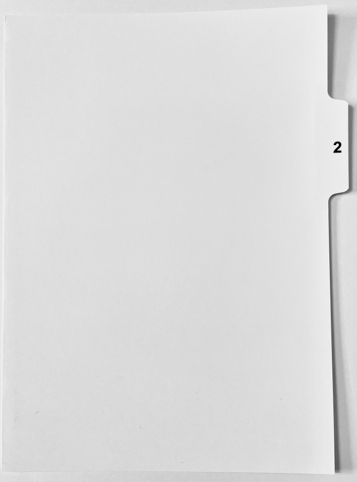 A4 Tab Dividers Printed Tab #2 of 5 White 100 Sets