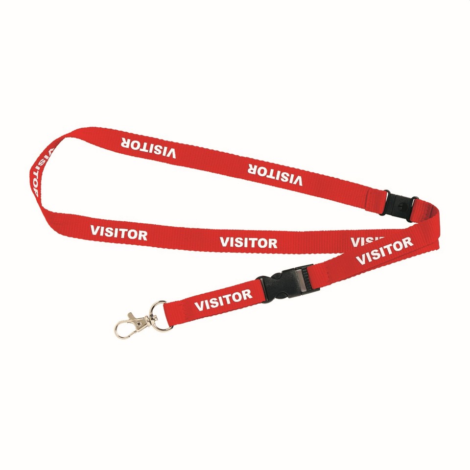 Rexel Lanyard Pre-printed Visitor Red Pack 5