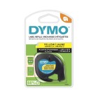 Dymo LetraTag Labelling Tape Plastic 12mmx4m Black on Yellow image