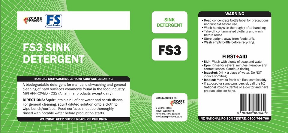 C-TEC FS3 Sink Detergent Label - Sheet of 3