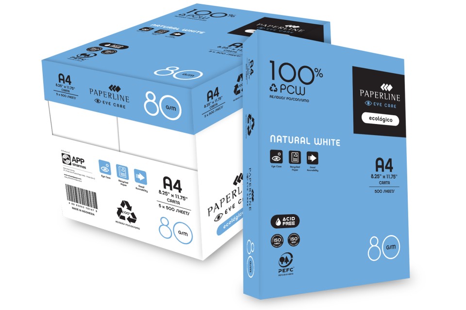 Paperline 100% Recycled White Copy Paper A4 80gsm (500) Box 5