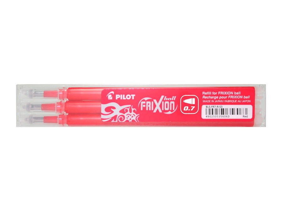 Pilot Frixion Ballpoint Pen Refill For Ball And Clicker 0.7mm Red Pack 3